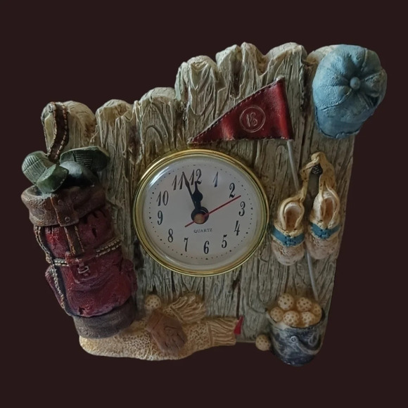 Vtg Quartz golf theme desk shelf table mantle clock - Picture 1 of 8